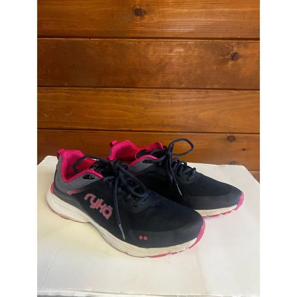 Ryka Shoes Womens Sz 8 Sky Walk Rush Sporty Low Sneakers Blue Pink Mesh Lace Up